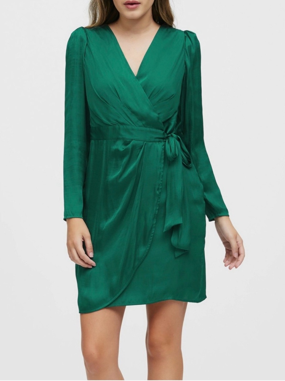 NWT Banana Republic Green Long-Sleeve Wrap Dress